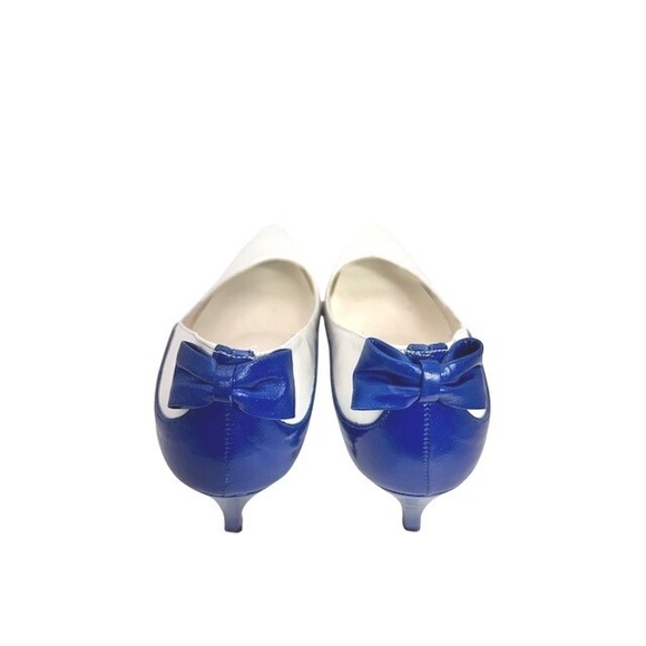 Cervelle Vintage White Blue Colorblock Pointed Toe Heels Size 8B 80's Retro Glam - Picture 5 of 12